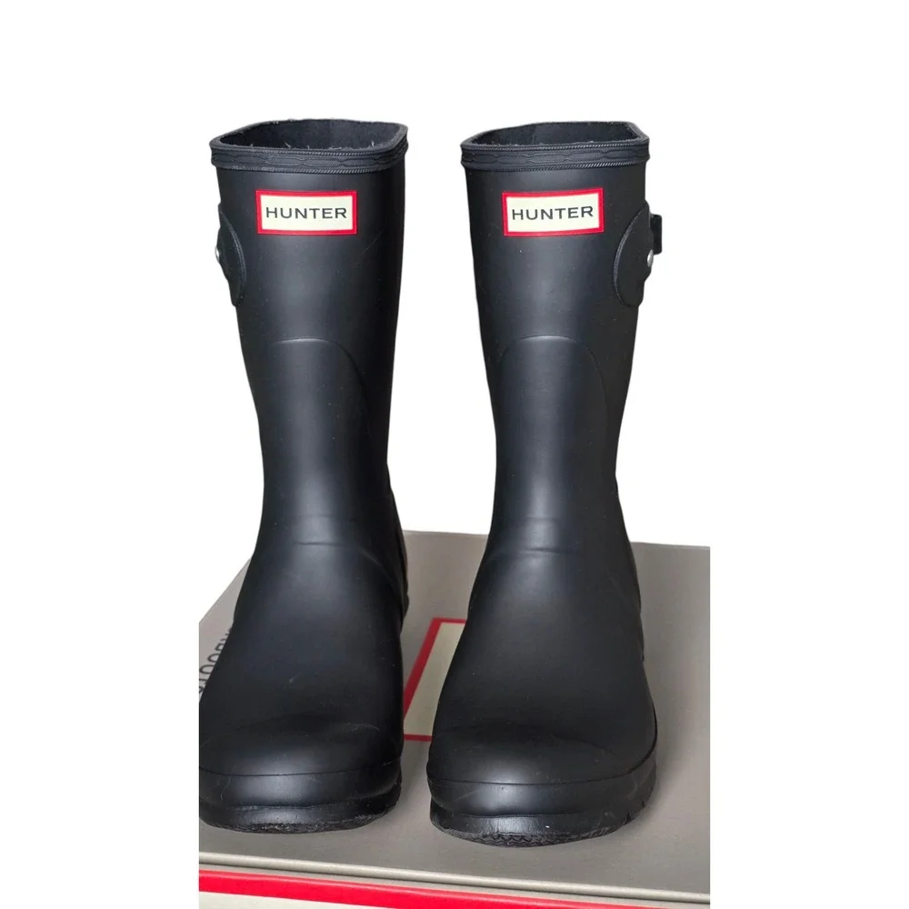 Hunter Original Short Black Matte Rain Boots‎ Womens Size 9 Waterproof